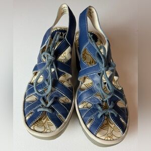 Fly London‎ Blue Leather Lace-Up Sandals – Size 39 (US 8–8.5)